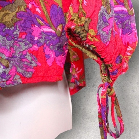 UO Georgie Surplice Blouse Floral Long Sleeve in Pinks Size Large - Picture 7 of 15